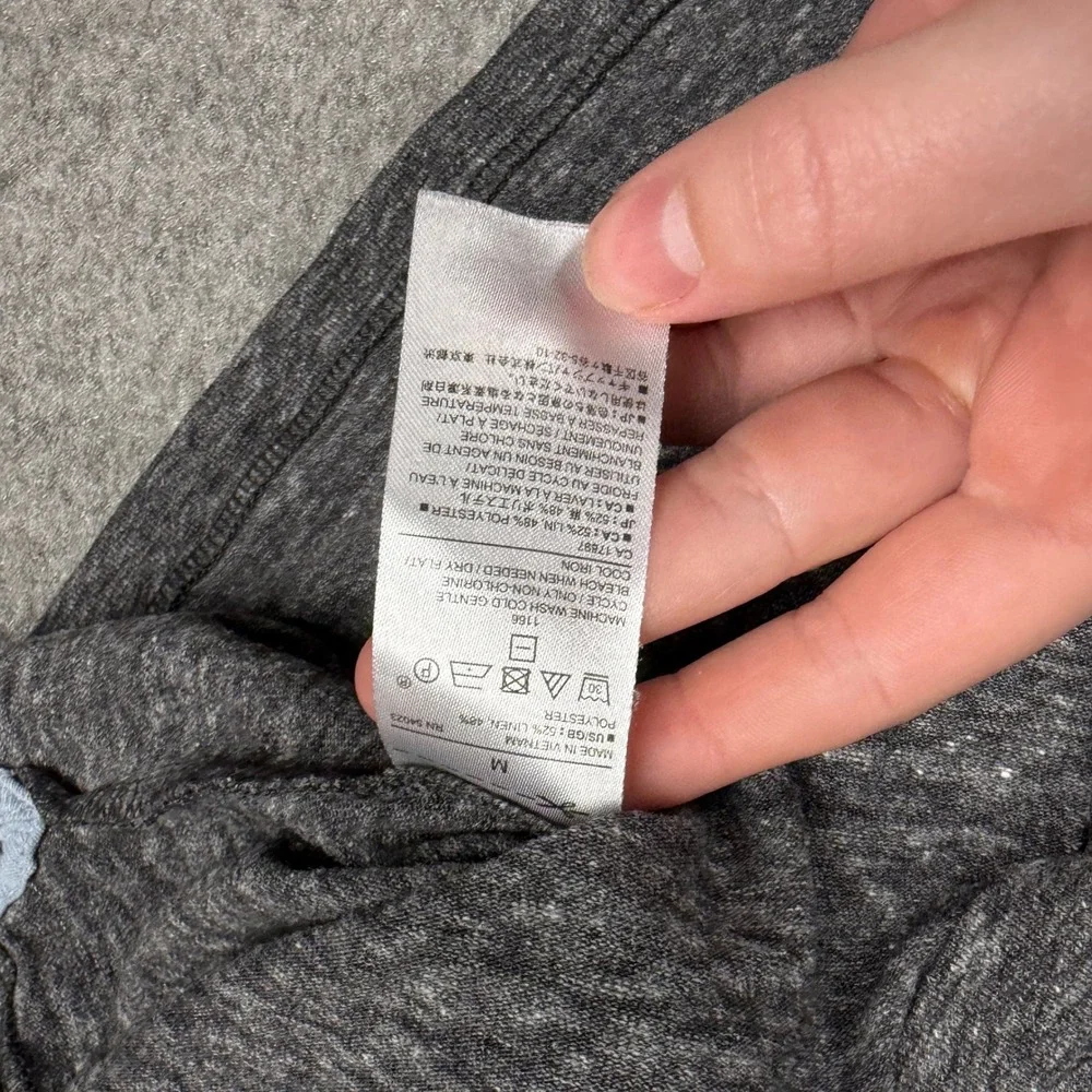 Banana Republic Polo Shirt Mens Medium Gray Linen‎ Blend Comfort Heathered